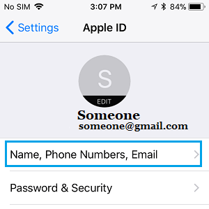  Name, Telefonnummern, E-Mail-Einstellungen auf dem iPhone