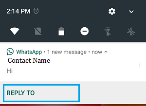 Reply to WhatsApp Message From Notification Option on Android Phone