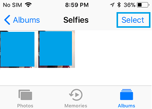 Select Albums Option in iPhone Photos App