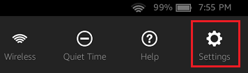 Settings Icon on Kindle Fire