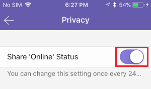 Toggle Off Share Online Status Option in Viber on iPhone