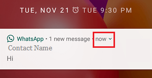 Down Arrow in WhatsApp Message Notification on Android Phone