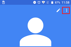 3-dots Menu icon in Contact's Screen on Android Phone