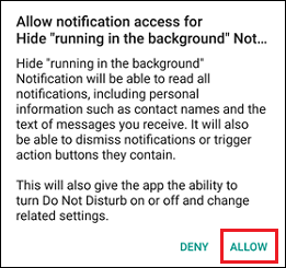 Allow Notification Access Pop-up on Android