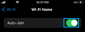 Auto-Join Wi-Fi Network Option on iPhone