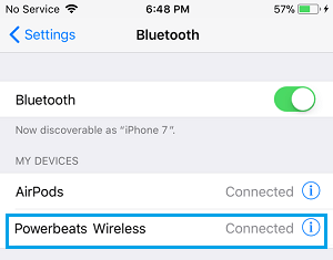 Desconecte el dispositivo Bluetooth del iPhone