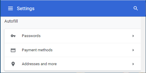 Chrome Autofill Section