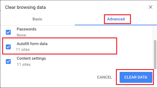 how to clear disable form autofill in chrome safari browsers browser form