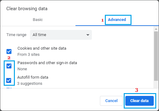 Clear Browsing Data in Google Chrome