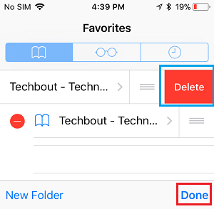 Remove Website From Favorites List on iPhone