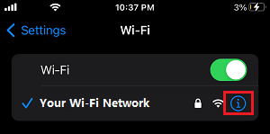 Open WI-FI Network Properties on iPhone