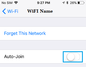 Disable Auto Join Option For Specific Network on iPhone