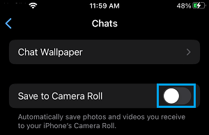 Disable Save to Camera Roll Option in WhatsApp on iPhone