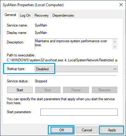 Disable SysMain Service Startup