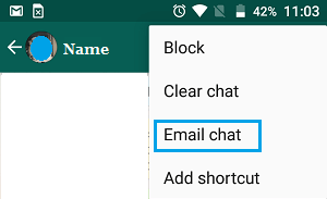 Email Chat Tab in WhatsApp on Android Phone