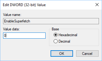 Edit DWORD Value For SuperFetch in Windows 10 