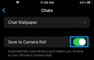 Enable Save to Camera Roll Option in WhatsApp on iPhone