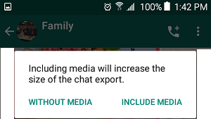 Export Chat With Media or Without Media option on Android