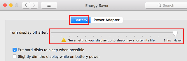 Never Let Mac Display Sleep When Using Battery