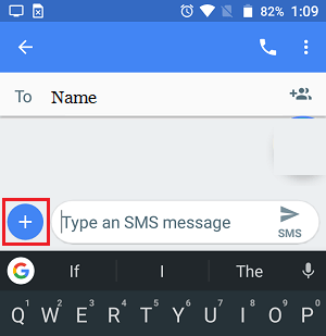 More Options or Plus Icon in Messages App on Android Phone 