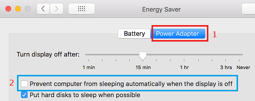 Prevent computer from sleeping automatically Option on Mac