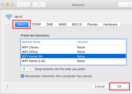 Choose Preferred WiFi Network on Mac