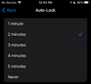 Wählen Sie Auf Dem Iphone Den Zeitraum Für Die Automatische Bildschirmsperre