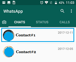 Chats Screen on WhatsApp