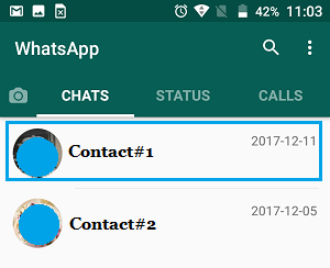 Chats Tab in WhatsApp on Android Phone