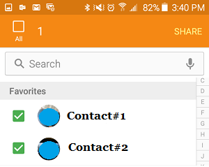 Select Contacts to Share on Samsung Galaxy Phone