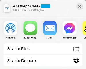 WhatsApp Chat Save Options on iPhone