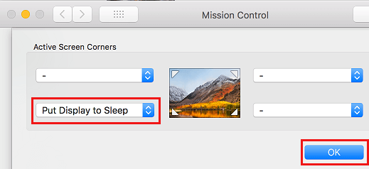 Set Hot Corner to Put Mac Display to Sleep