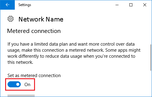 Set Network As Metered Connection Option in Windows