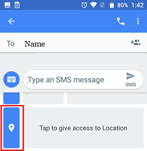 Add Location to Text Message option in Messages App on Android Phone