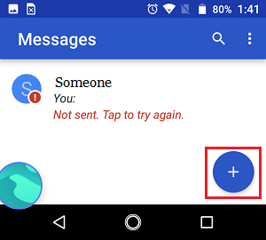 Start New Message Plus Icon on Android Phone