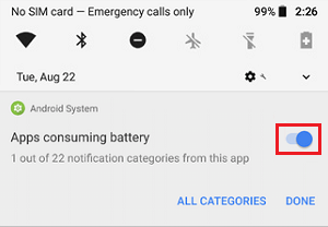 Battery'' Using Apps Notification Android