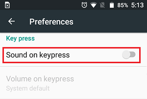 Turn Off Sound on Keypress Option on Android Phone