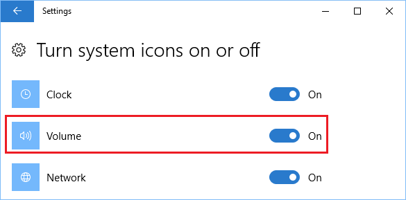 Turn ON Volume Icon in Windows 10 Taskbar