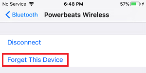 Forget This Device Option on iPhone