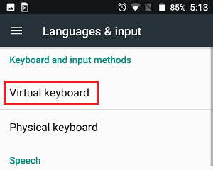 Virtual Keyboard Tab on Android Phone