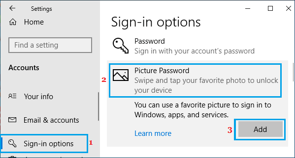 Use Picture Password Option in Windows
