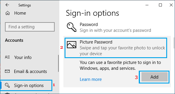 Verwenden Sie Die Picture Password Option In Windows