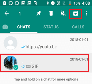 Archive Chats Option in WhatsApp Android Phone