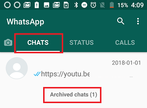 Archived Chats Link in WhatsApp Android Phone