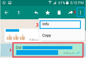 Open WhatsApp Message Info on Android Phone