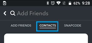 Contacts Tab in Snapchat