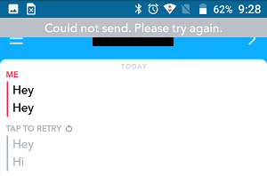 Unable to Send Message in Snapchat