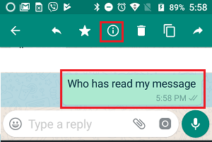 Message Info Icon in WhatsApp Android