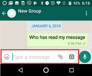 Message Windows in WhatsApp Group Message on Android Phone
