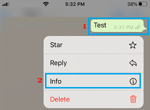 Open WhatsApp Message Info on iPhone